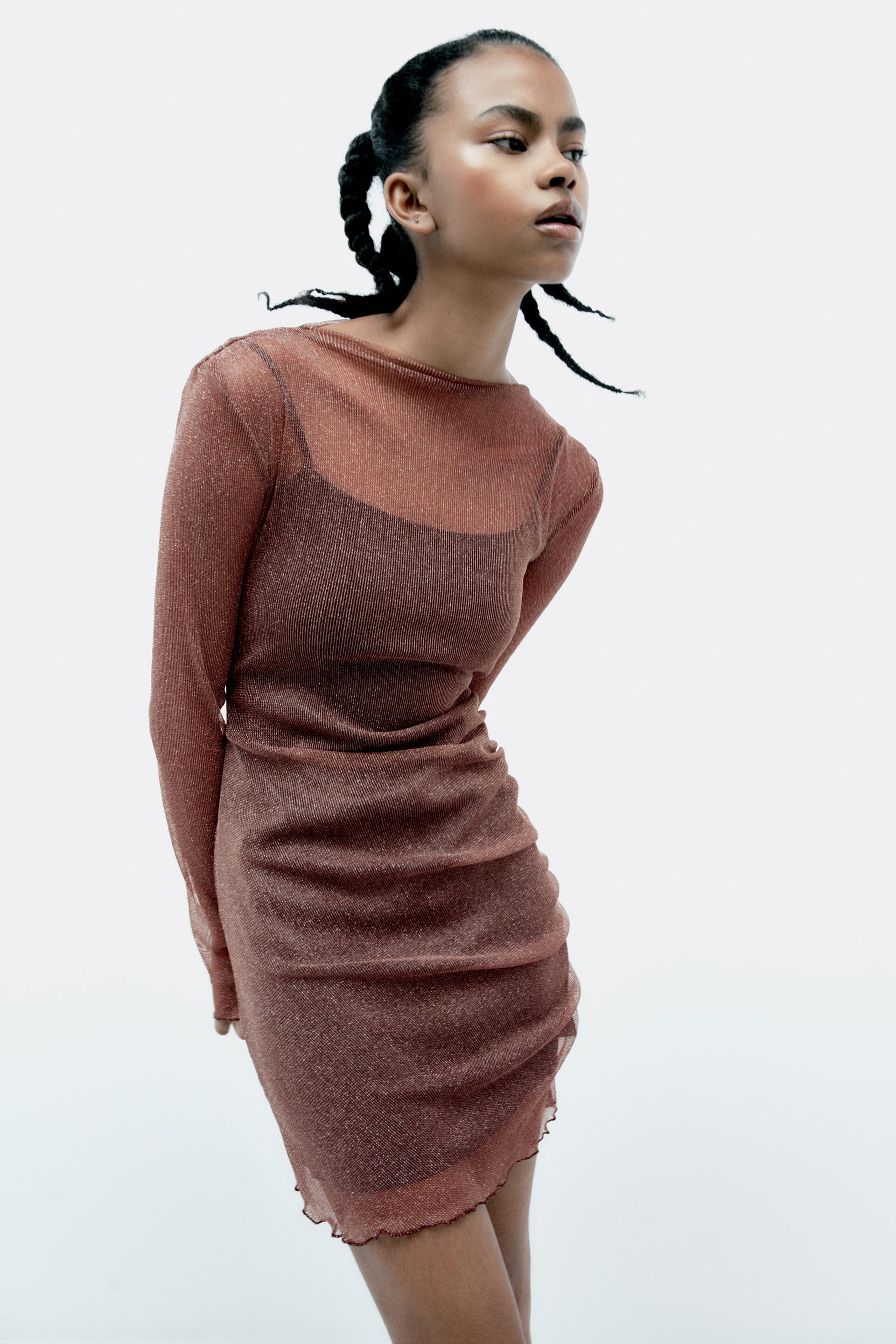 

Платье женское ZARA 04688244 коричневое M (доставка из-за рубежа), 04688244