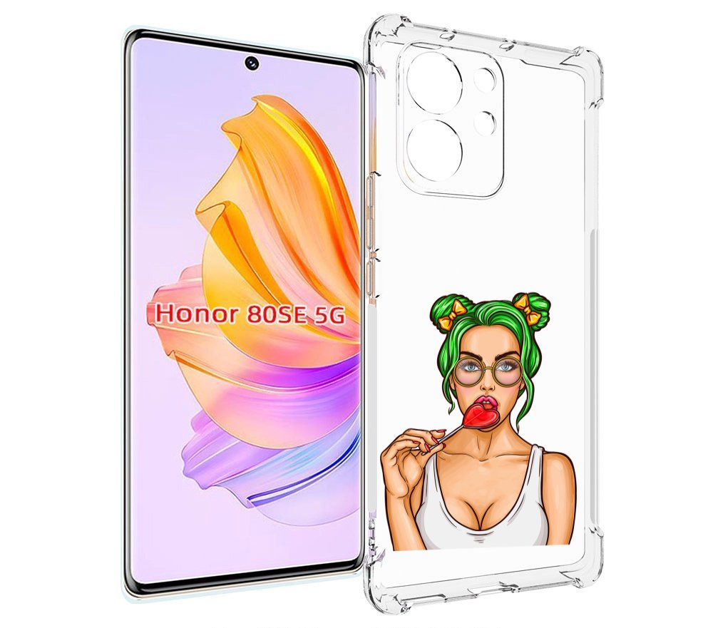 

Чехол MyPads девушка-с-чупачупсом-в-виде-сердца женский для Honor 80 SE, Прозрачный, Tocco