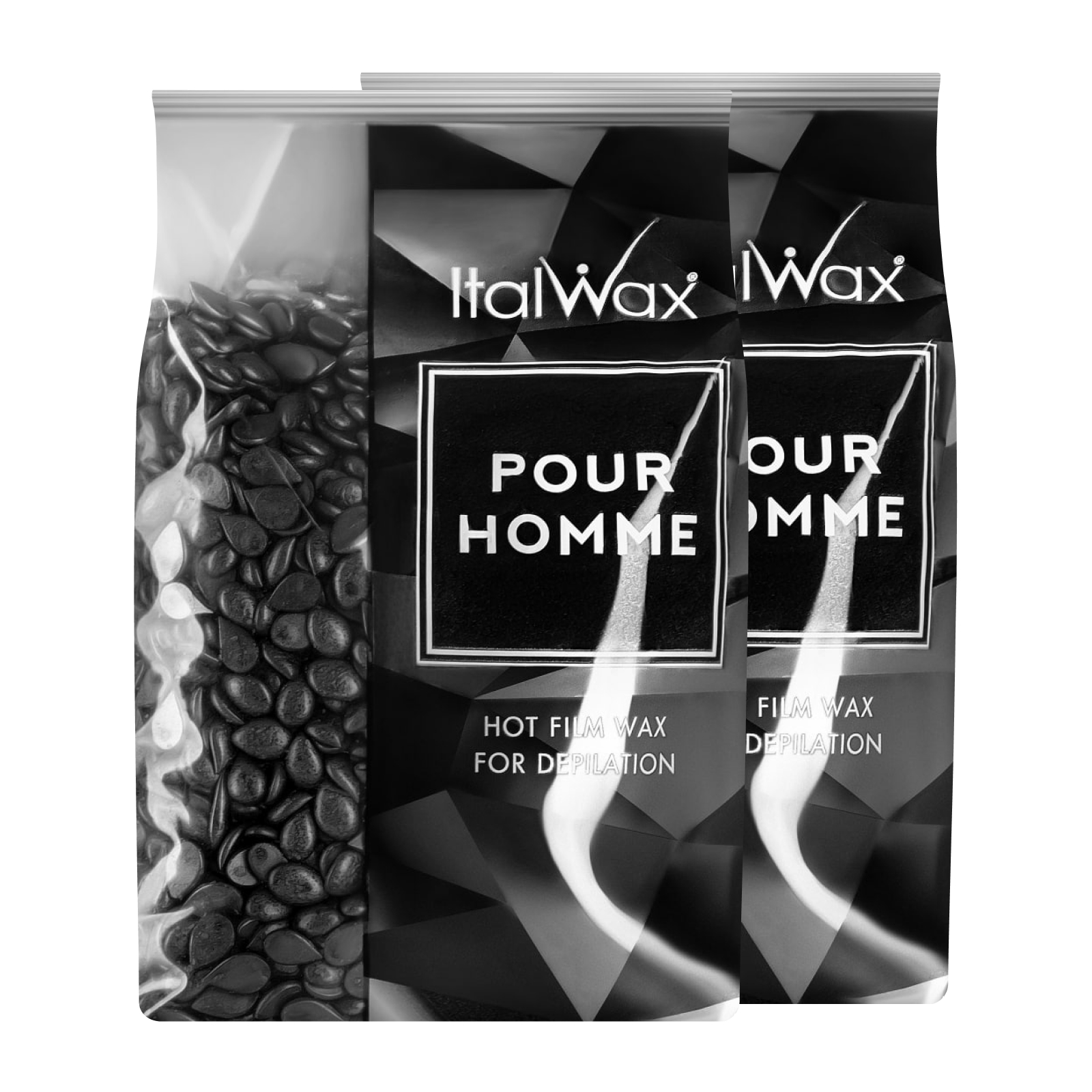 фото Воск для депиляции italwax в гранулах, пленочный, для лица набор 2 шт., pour homme, 1 кг