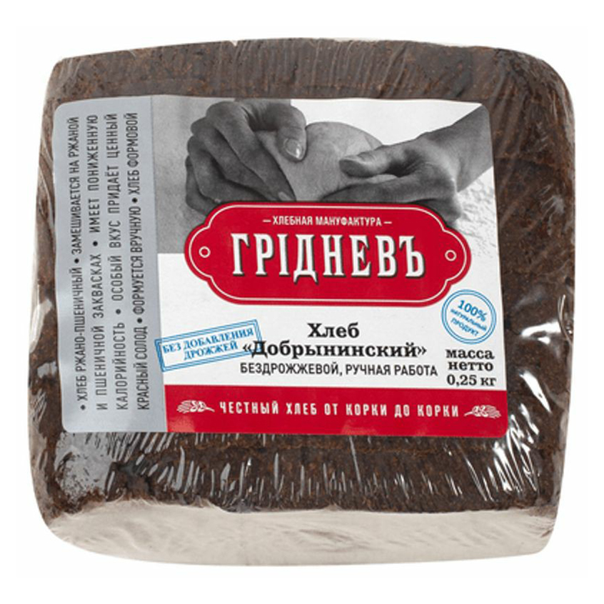 фото Хлеб грiдневъ добрынинский ржано-пшеничный бездрожжевой 250 г