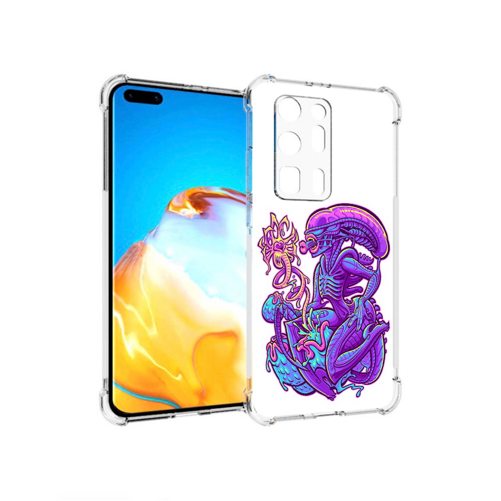 

Чехол MyPads Tocco для Huawei P40 Pro+ чужой фиолетовый цвет, Прозрачный, Tocco