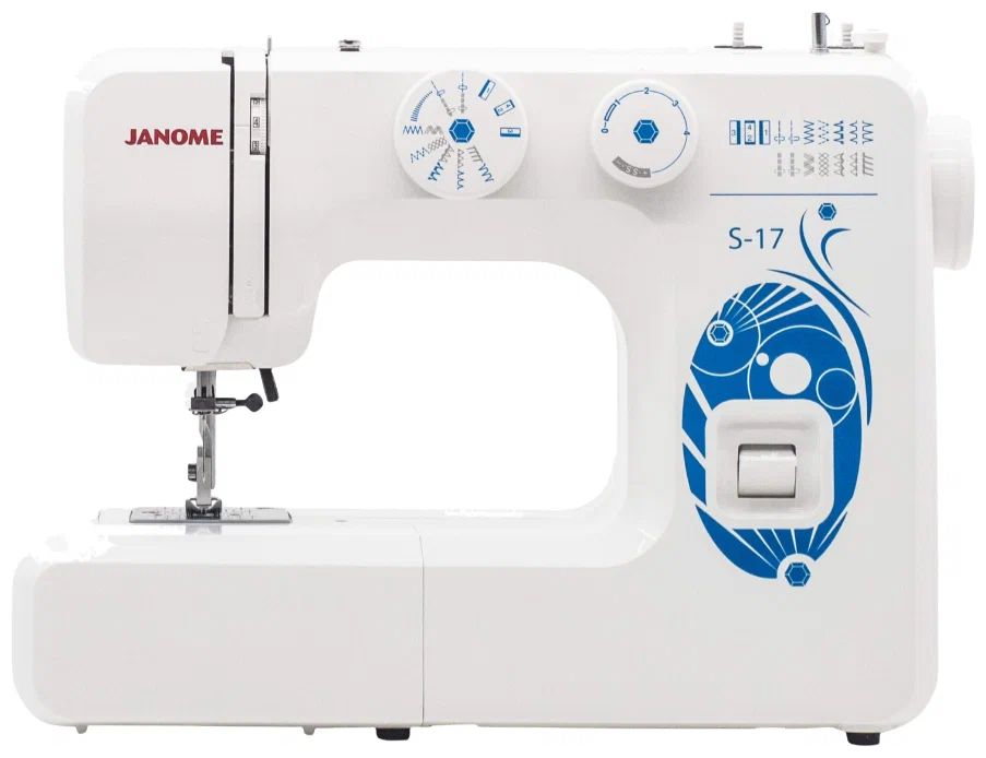 Швейная машина Janome S-17 белый, синий пижама для мальчика лонгслив штанишки белый синий енот рост 98см