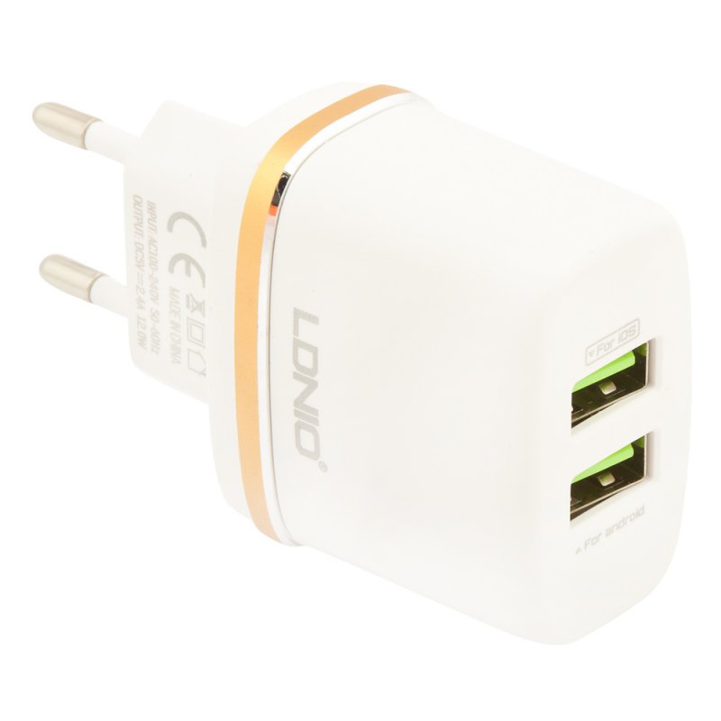 

СЗУ "LDNIO" 2 USB выхода 2,4А + кабель Apple Lightning 8-pin DL-AC52, DL-AC52