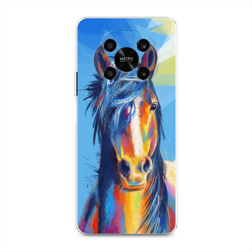 

Чехол на Honor X9 4G "Лошадь арт 3", Голубой;желтый;синий, 6108150-1