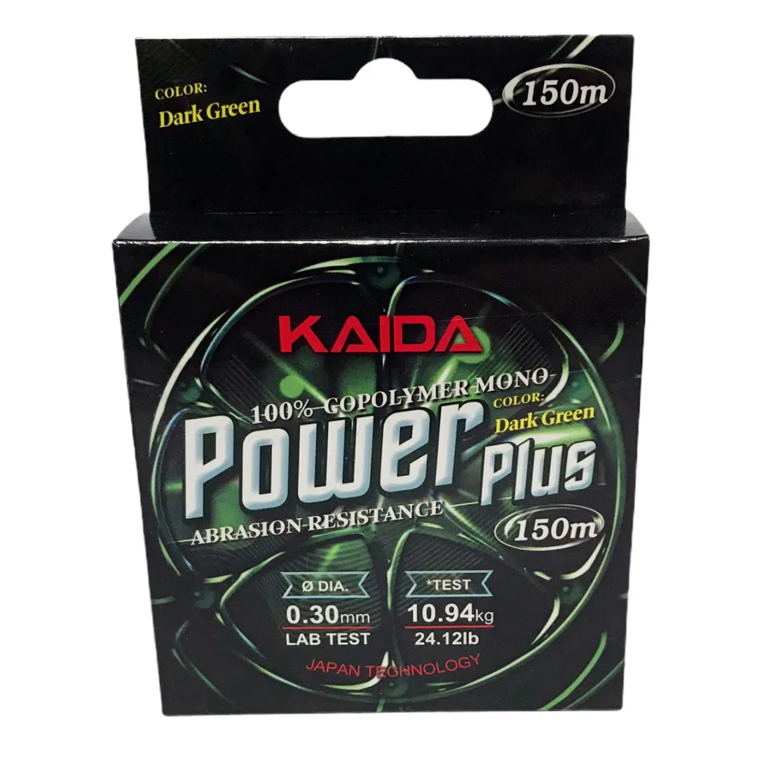 

Леска монофильная Kaida Power Plus 0,3 мм, 150 м, 10,94 кг, green, 1 шт., Power Plus