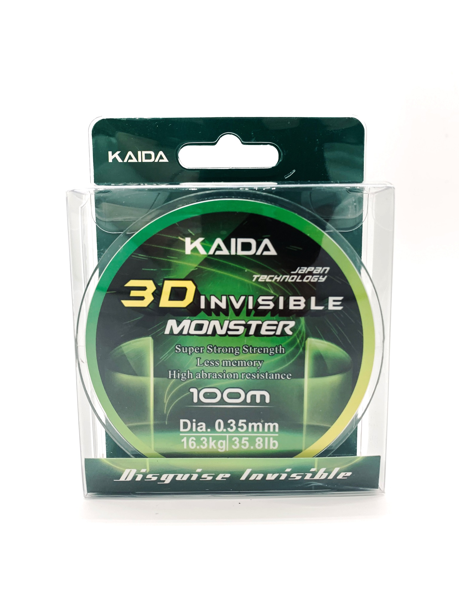 фото Леска монофильная kaida 3d invisible monster 0,35 мм, 100 м, 16,3 кг, orange, 1 шт.