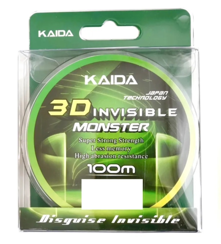 фото Леска монофильная kaida 3d invisible monster 0,26 мм, 100 м, 10,1 кг, orange, 1 шт.