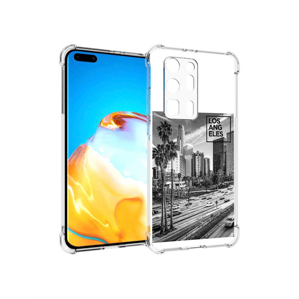 

Чехол MyPads Tocco для Huawei P40 Pro+ черно белый лос анджелес, Прозрачный, Tocco