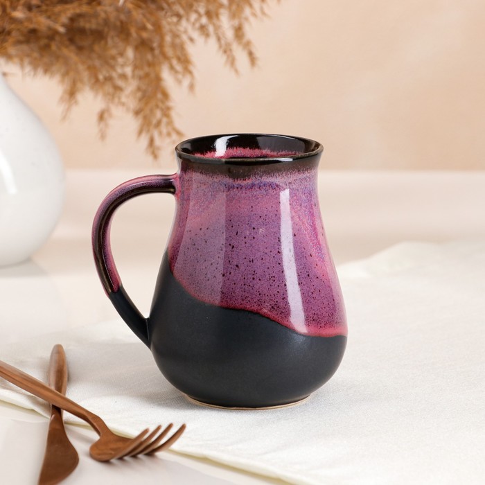 

Кружка "Капля", глазурь, матовая, чёрно-красная, 0.4 л