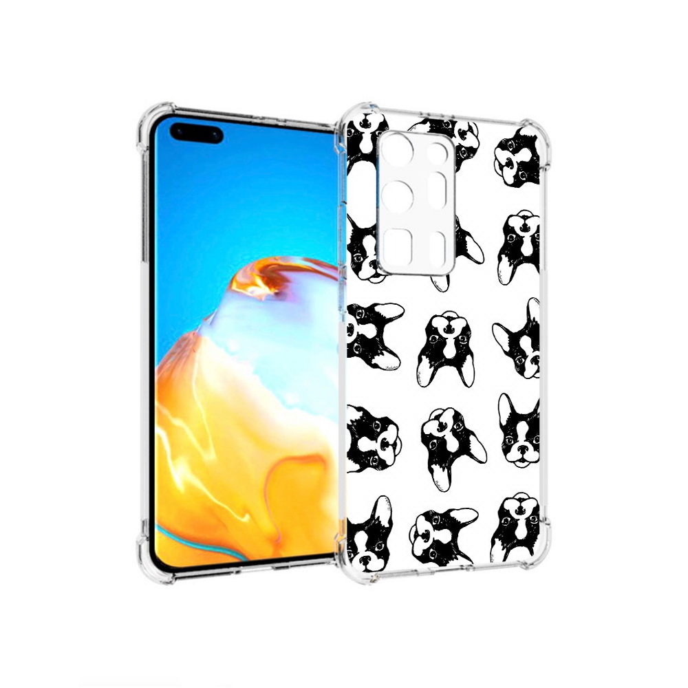 

Чехол MyPads Tocco для Huawei P40 Pro+ черно белые собачки, Прозрачный, Tocco