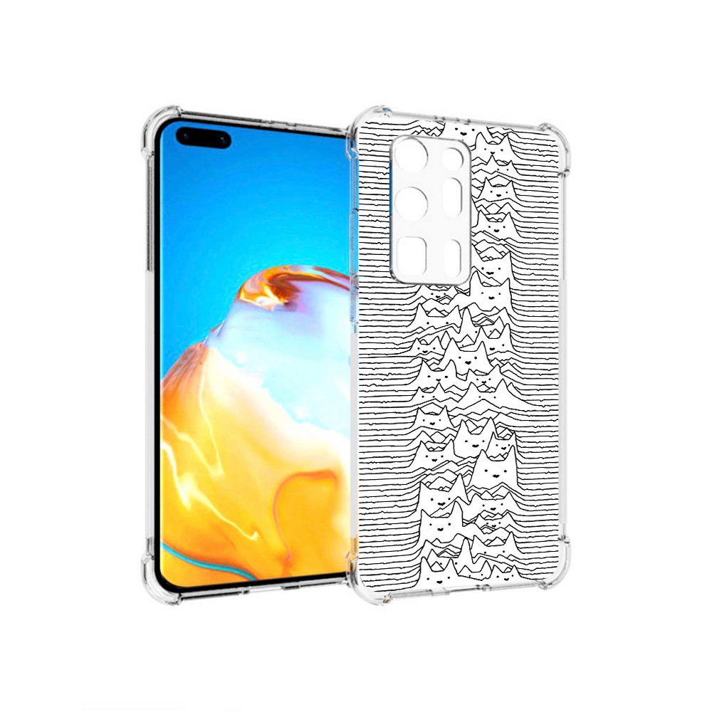 

Чехол MyPads Tocco для Huawei P40 Pro+ черно белые коты 3D, Прозрачный, Tocco