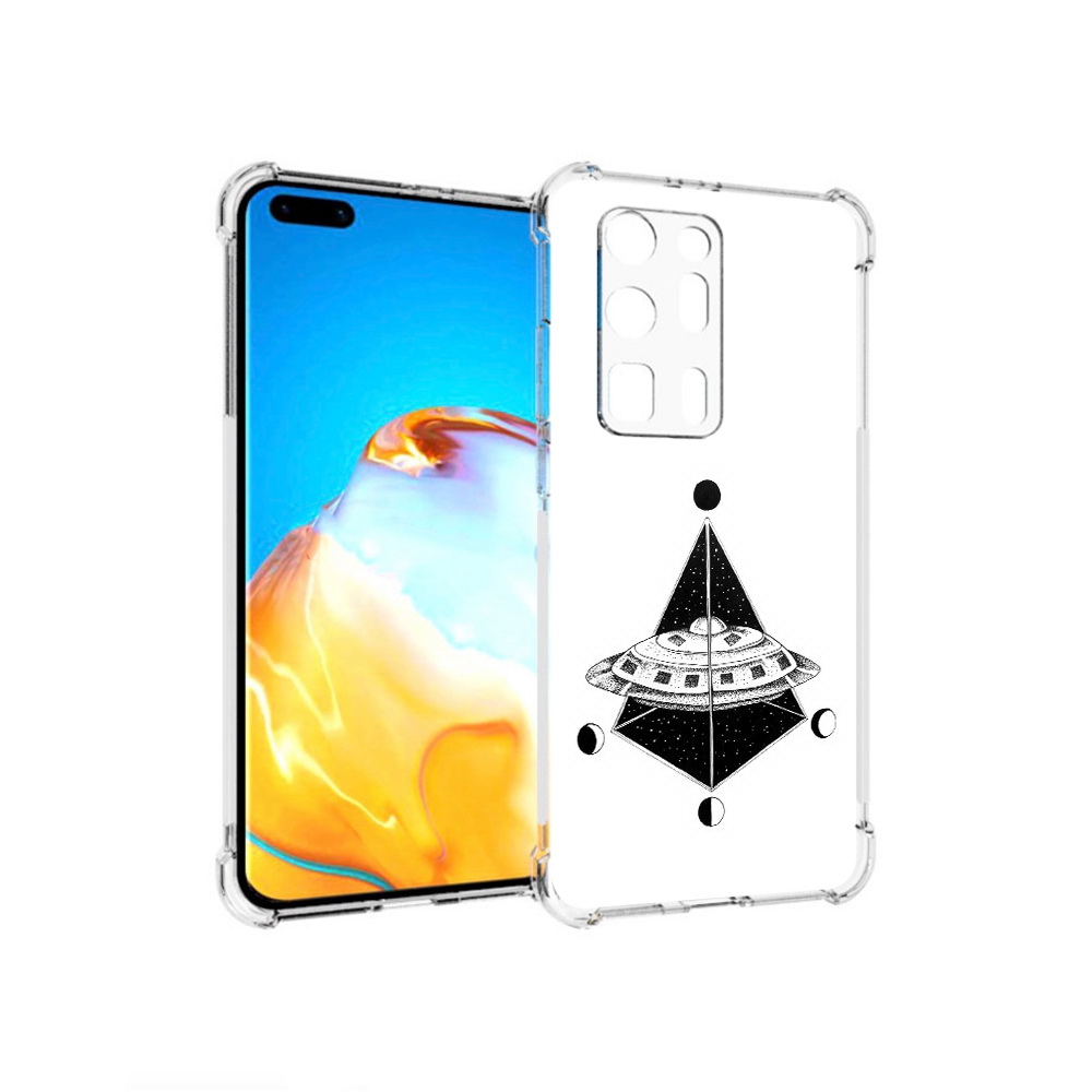 

Чехол MyPads Tocco для Huawei P40 Pro+ черно белая летающая тарелка, Прозрачный, Tocco