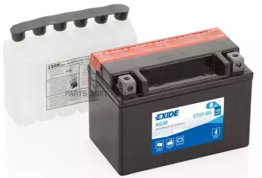 

Аккумулятор Мото Аgм 8Аh 120А 150Х87Х105 Полярность Етn 1 Токовыводы М12 EXIDE etx9bs
