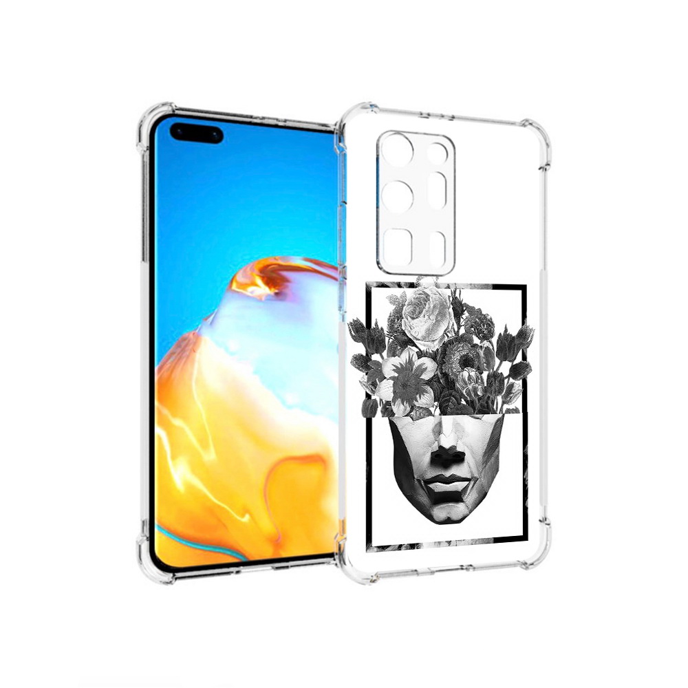 

Чехол MyPads Tocco для Huawei P40 Pro+ черно белая ваза в абстракции, Прозрачный, Tocco