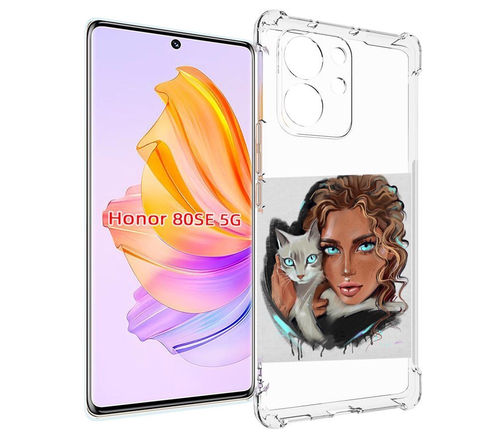 

Чехол MyPads девушка-с-котом-голубые-глаза женский для Honor 80 SE, Прозрачный, Tocco