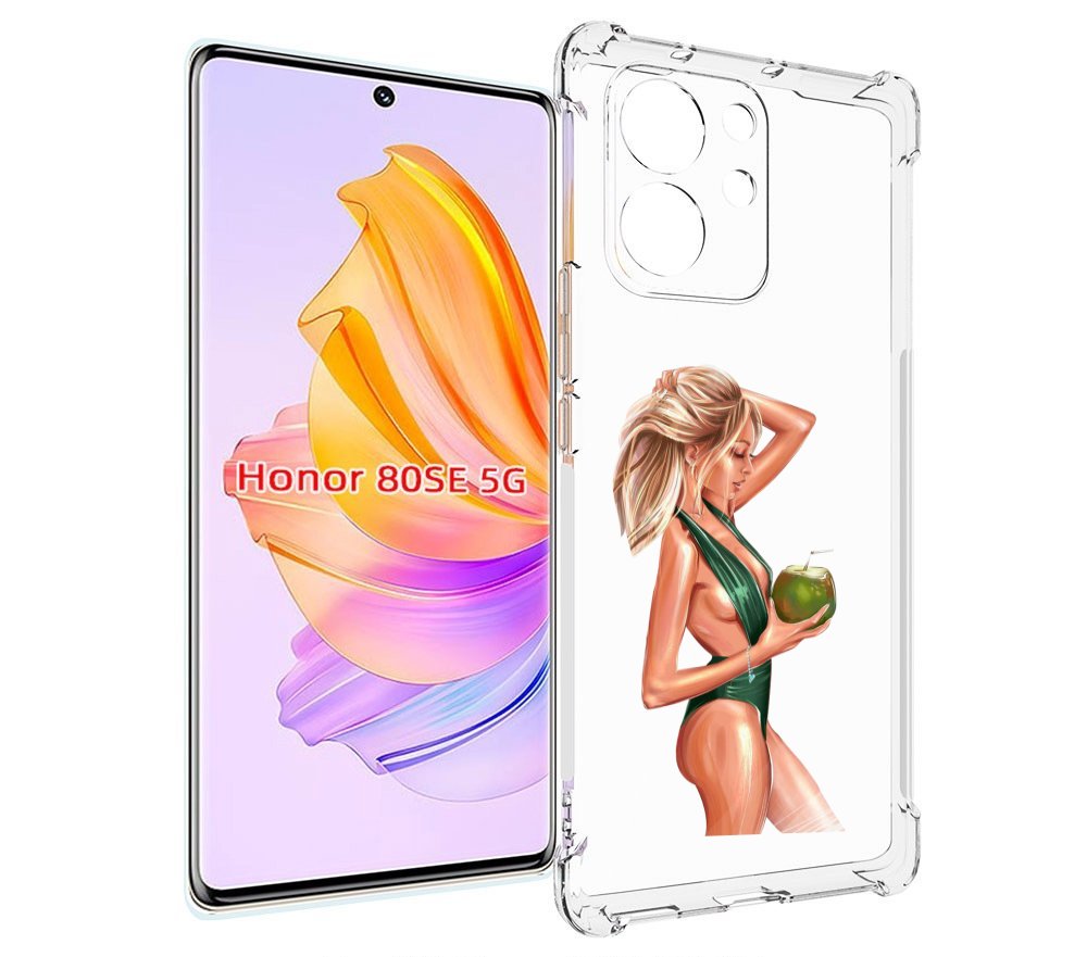 Чехол MyPads девушка-с-кокосом-в-зеленом-купальнике женский для Honor 80 SE