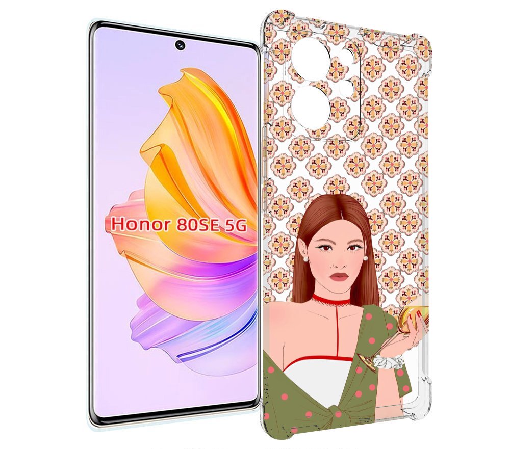 

Чехол MyPads девушка-с-вином-рисунок женский для Honor 80 SE, Прозрачный, Tocco