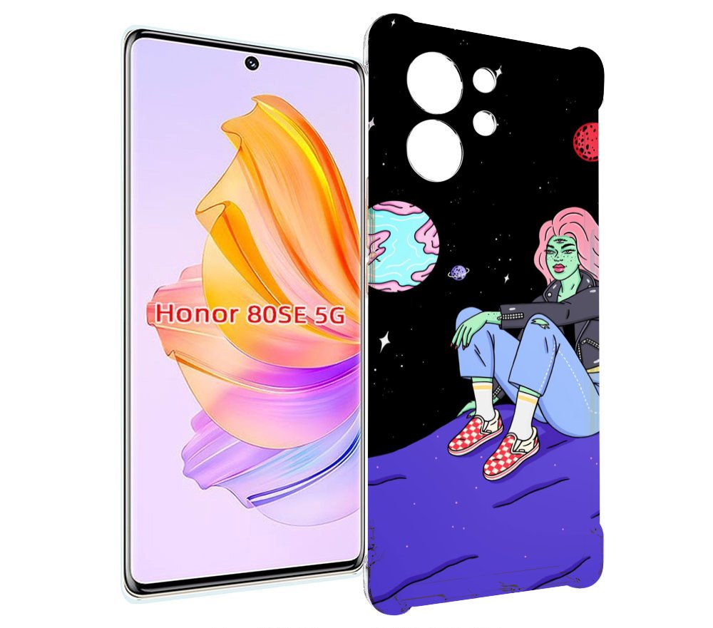 

Чехол MyPads девушка-на-луне-мультик для Honor 80 SE, Прозрачный, Tocco