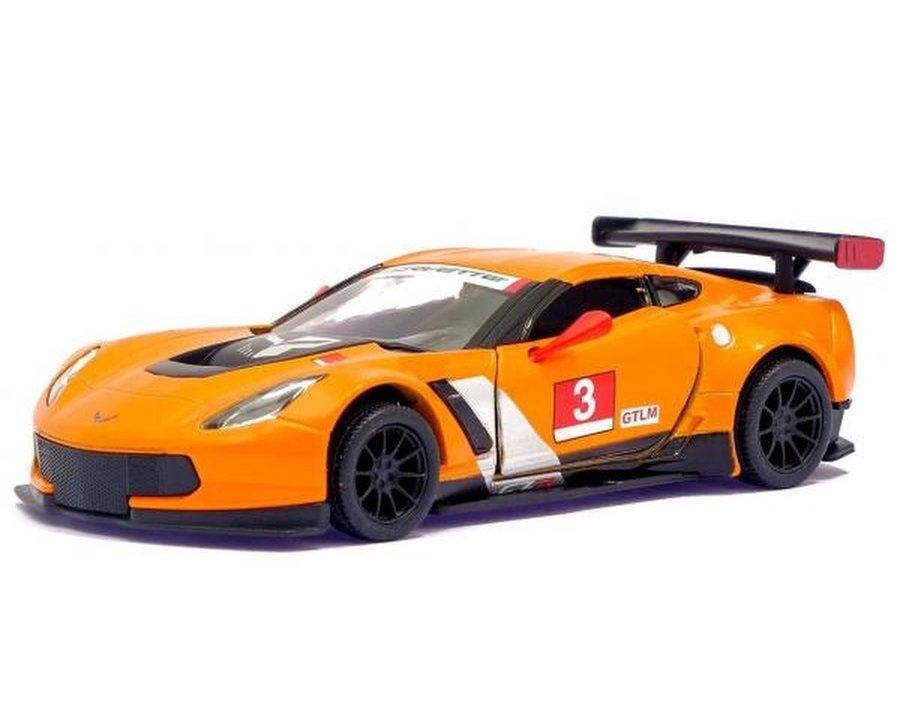 Модель машины Kinsmart КТ5397, 4 Corvette C7 R Race Car 2016 1:36 оранжевая инерц