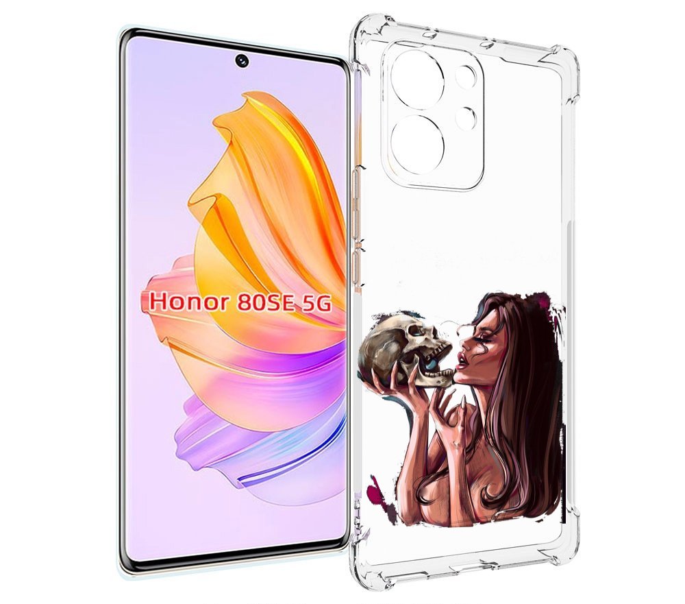 

Чехол MyPads девушка-модель-с-черепом для Honor 80 SE, Прозрачный, Tocco