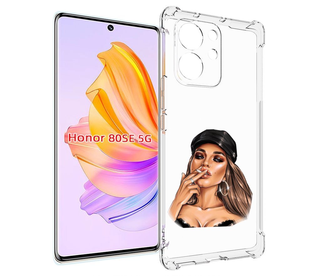 

Чехол MyPads девушка-в-шапке-с-сигаретой для Honor 80 SE, Прозрачный, Tocco