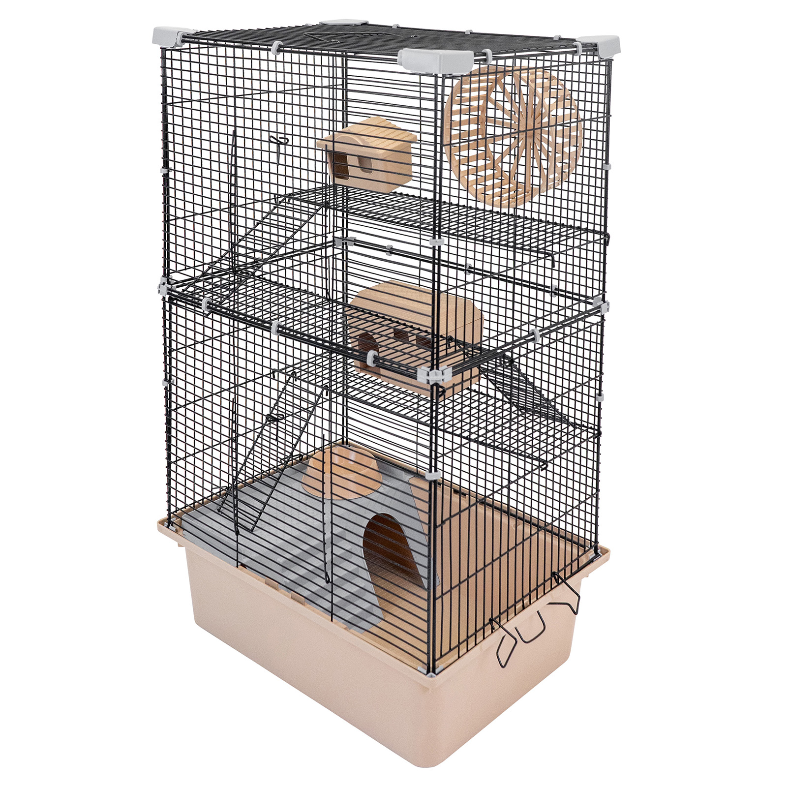 

Клетка для грызунов PetTails разборная, 2 дома, миска, бежевая, металл, 42х30хh67 см, Бежевый