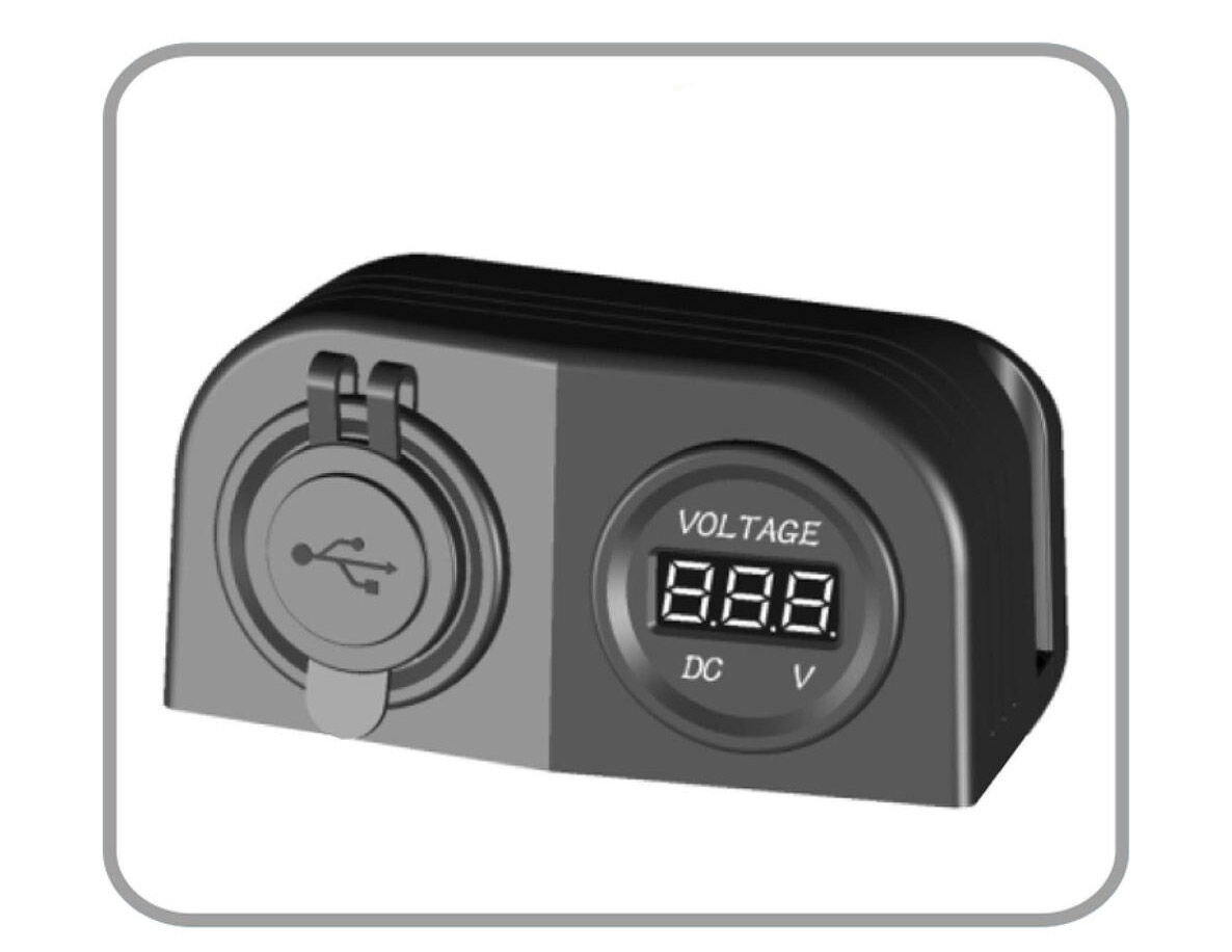 Разъем USB 5в 3.1А и цифровой вольтметр для крепления на приборную панель, AAA, 00178335