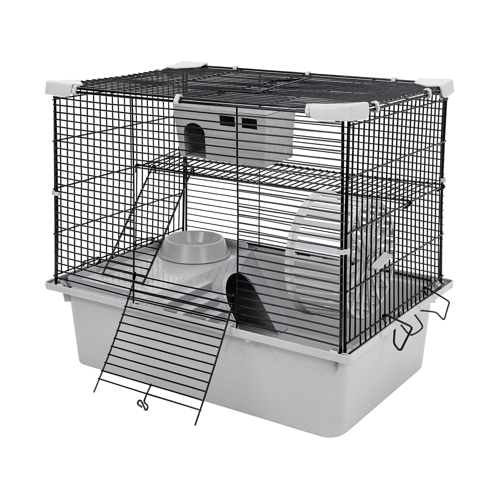 Клетка для грызунов PetTails разборная, домик, миска, светло-серая, металл, 42х30хh40 см
