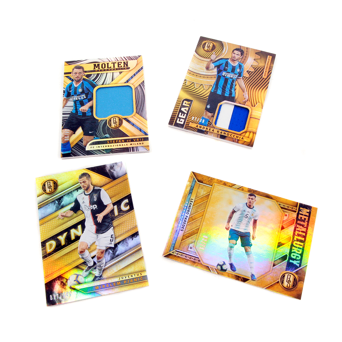 

Набор из 4 коллекционных карточек Panini Gold Standard Metallurgy 2019-20, Номера D-16, M-19, G-ARA, MM-SDV - S0261.