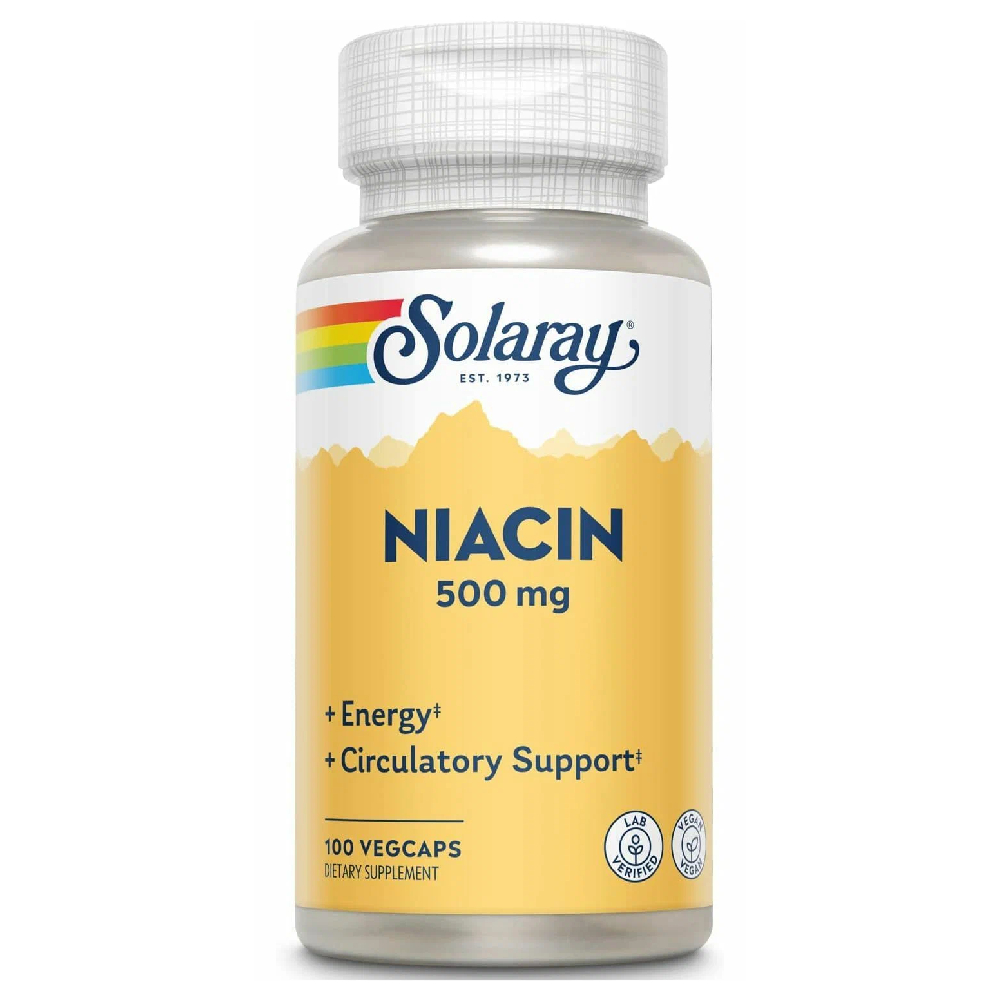Купить Niacin, 100ct 500mg, Витамины Solaray Niacin 500mg 100 капсул