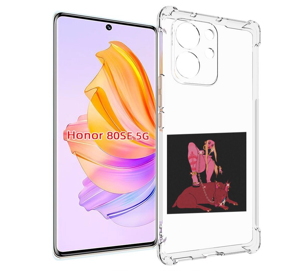 

Чехол MyPads девушка с собакой на цепи нарисованная женский для Honor 80 SE, Прозрачный, Tocco