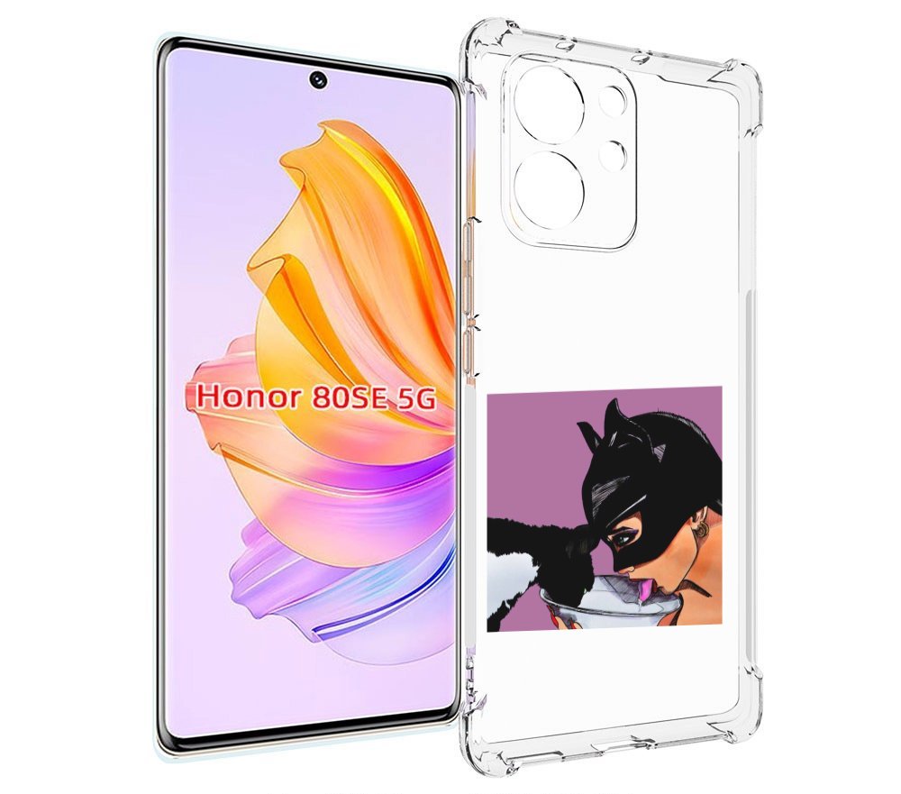 

Чехол MyPads девушка с котом пьют молоко женский для Honor 80 SE, Прозрачный, Tocco