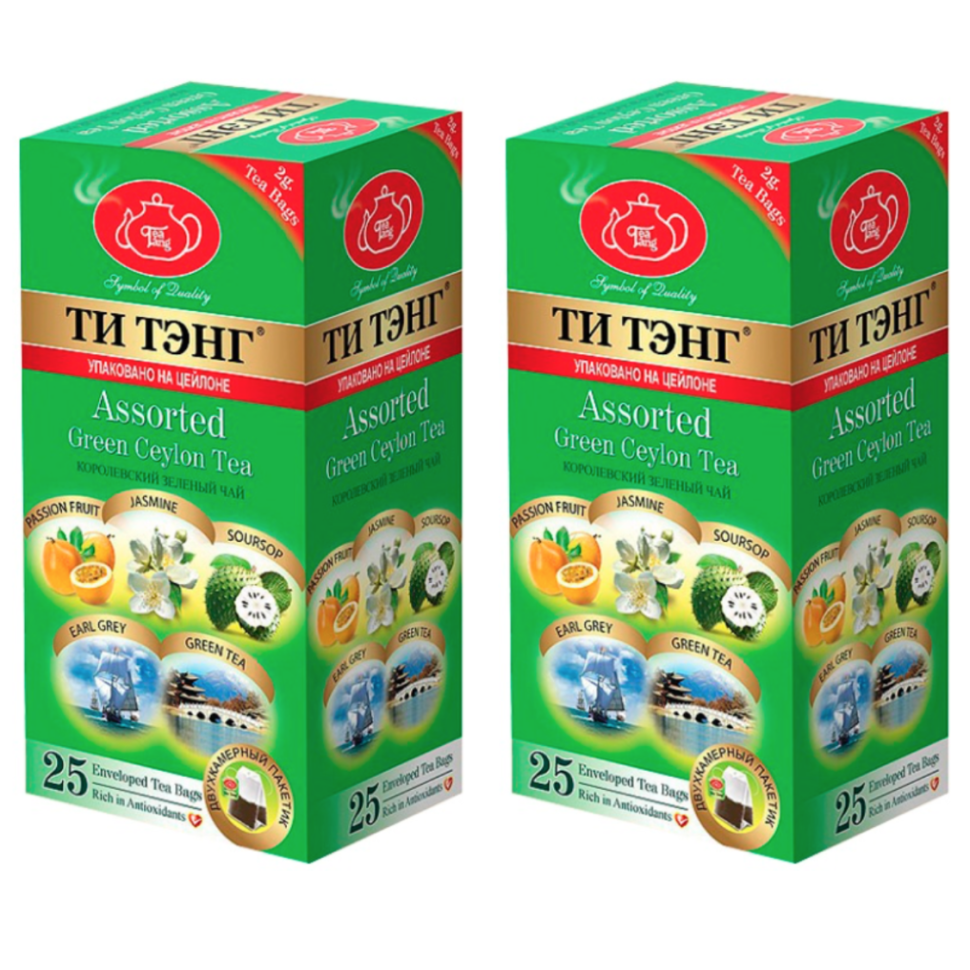 Чай зеленый Ти Тэнг Фруктовое ассорти, 2 шт по 25 пакетиков