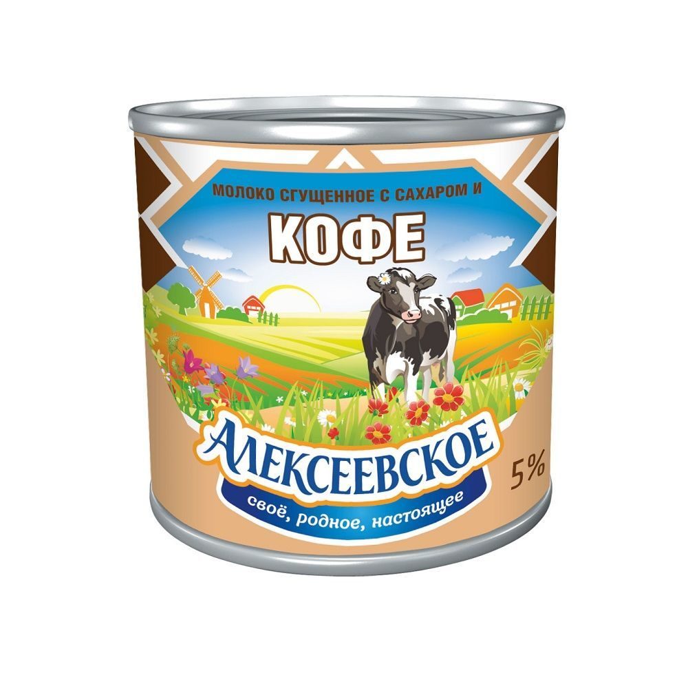 фото Молоко сгущенное алексеевское с сахаром и кофе 5%, 380г