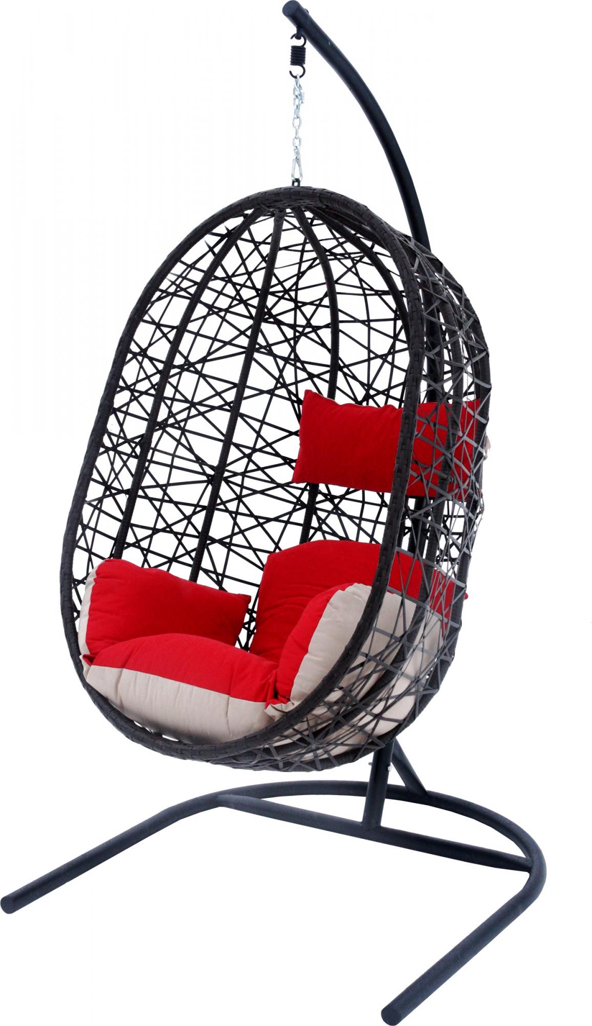 Подвесное кресло черное Garden Story Кокон XL D52-МТ003 красная подушка
