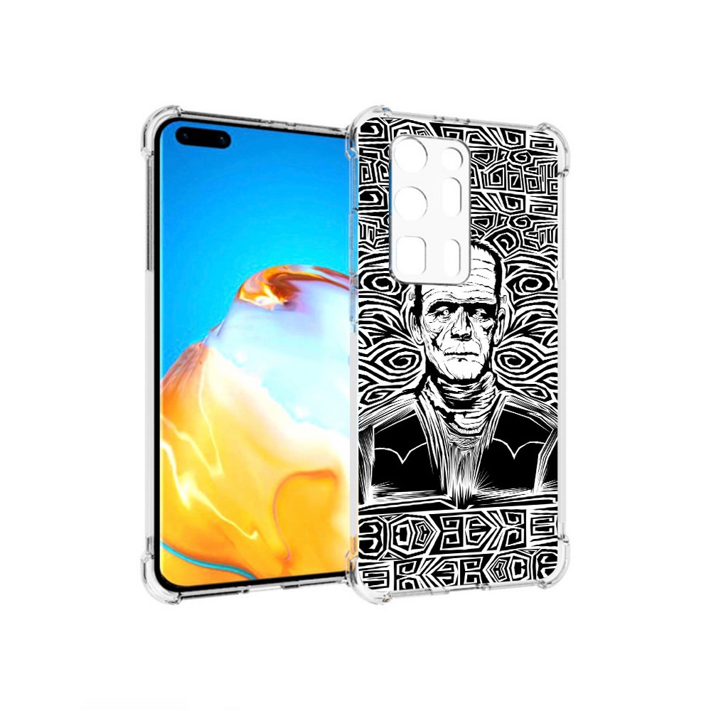 

Чехол MyPads Tocco для Huawei P40 Pro+ франкенштейн черно белый, Прозрачный, Tocco