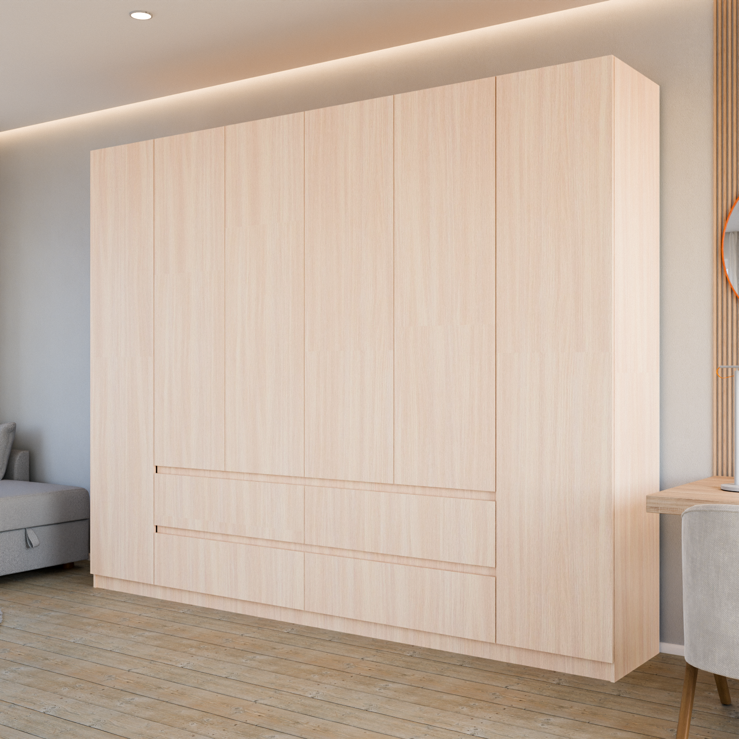 

Шкаф распашной QualisMebel Лорд 2400х500х2300, Дуб Молочный, Розовый, Лорд