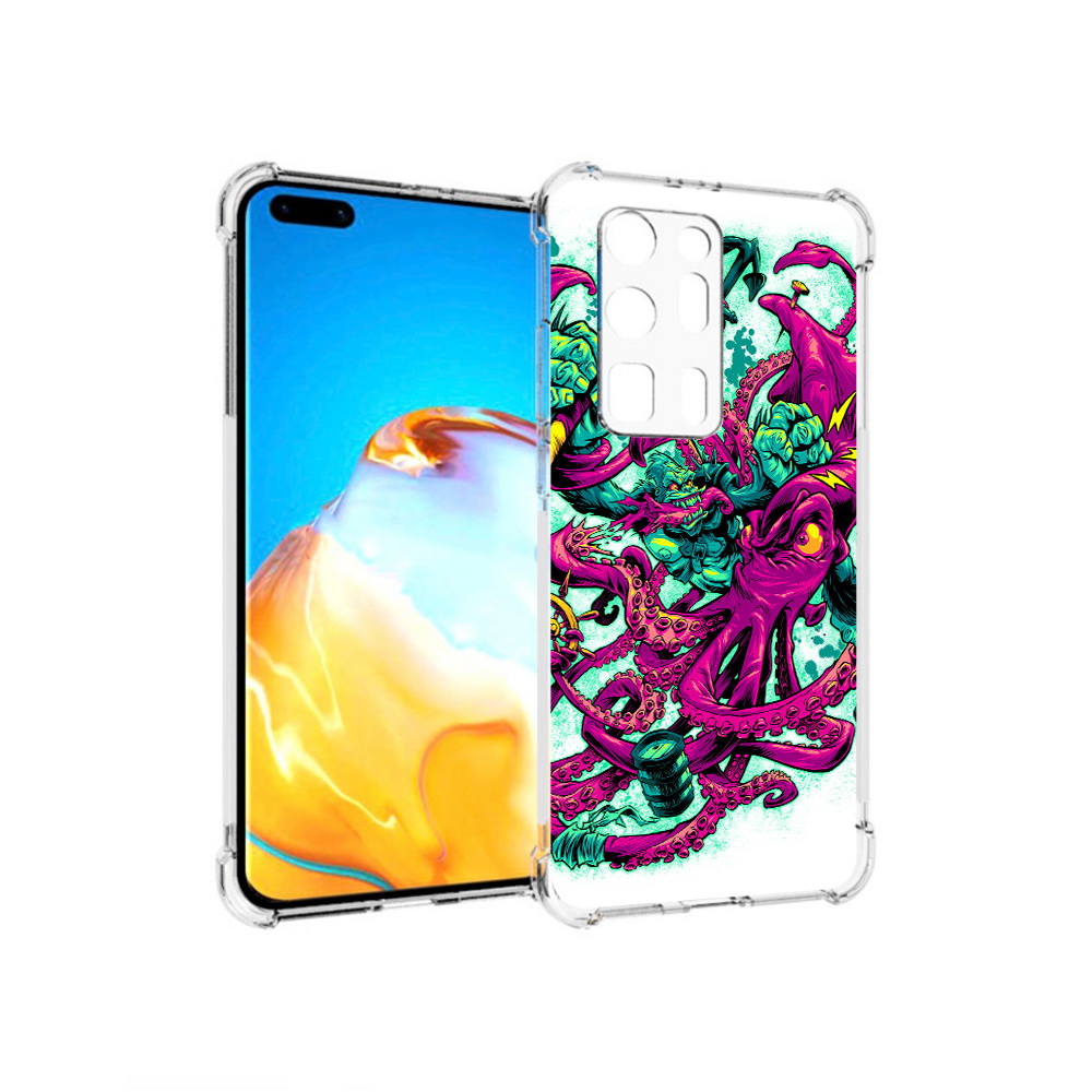 

Чехол MyPads Tocco для Huawei P40 Pro+ фиолетовый кракен, Прозрачный, Tocco