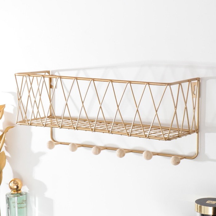 

Крючки декоративные металл "Сеть" золото 15,5х12х35 см