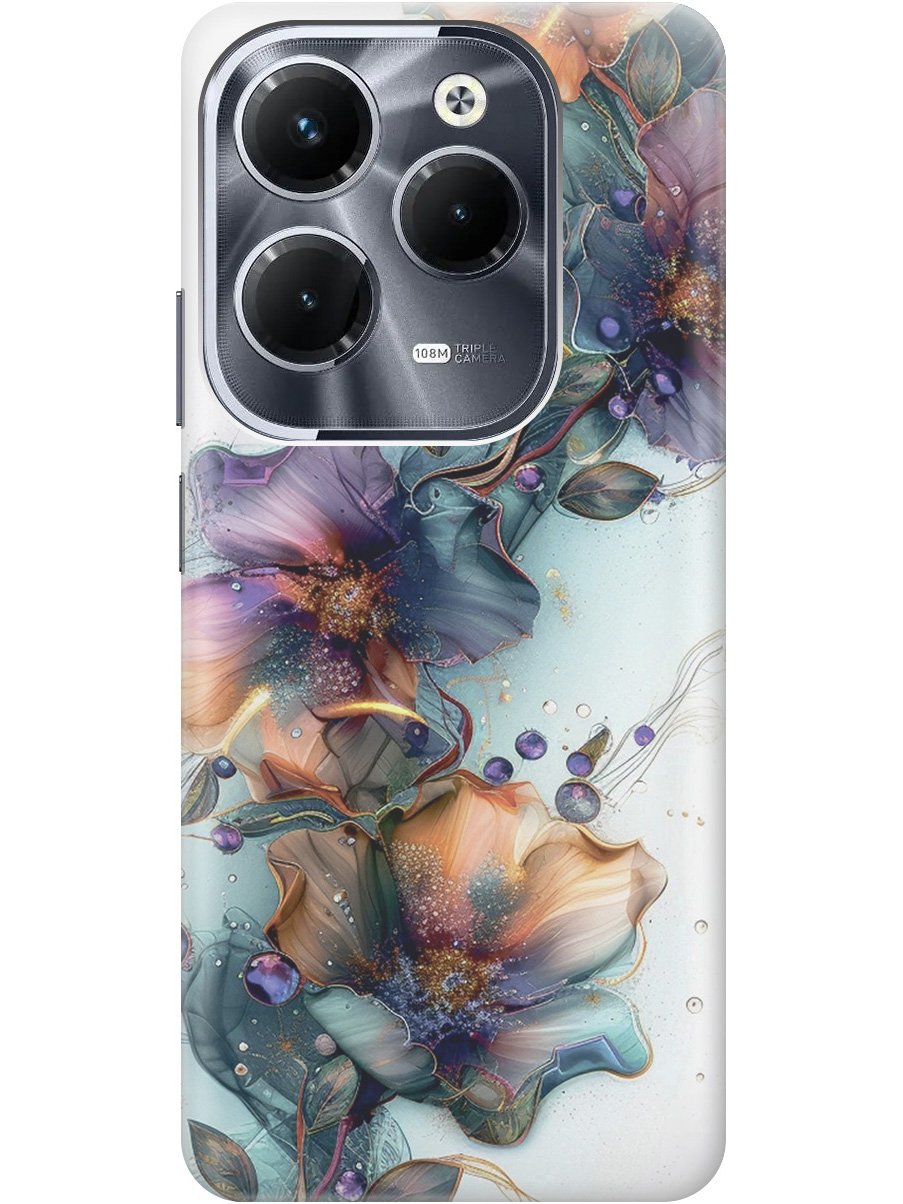

Силиконовый чехол на Infinix Hot 40/Hot 40 Pro с принтом "Мистические цветы", Прозрачный;белый;зеленый, 778679210