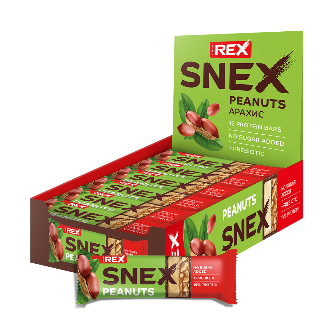 фото Протеиновые батончики proteinrex без сахара snex арахис, 12 шт по 50 г