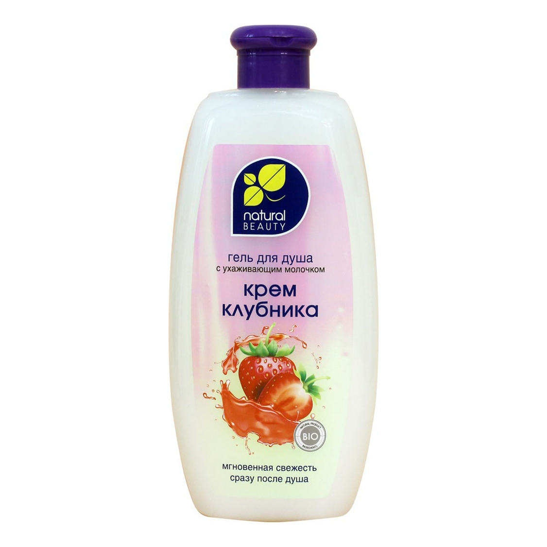 фото Гель для душа natural beauty milk fruit клубника 530 мл