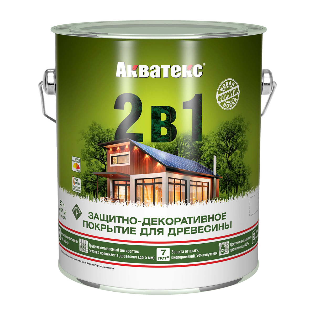 Защитно-декоративное покрытие для дерева Акватекс 2 в 1, полуматовое, 2,7 л, сосна шпатлевка для дерева eurotex акриловая 1 5 кг сосна