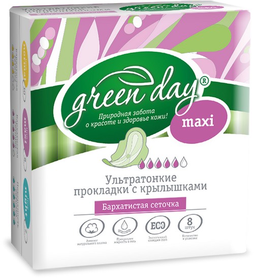 фото Прокладки женские green day ultra maxi dry 8 штук