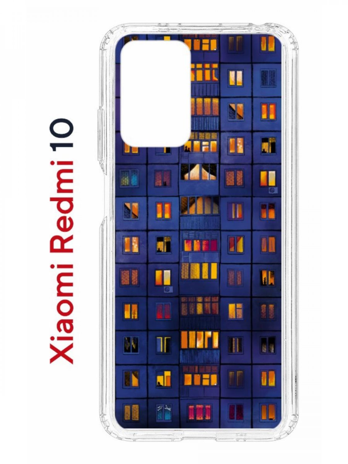 фото Чехол на xiaomi redmi 10/10 prime kruche print ночные окна,противоударный бампер с принтом кruче