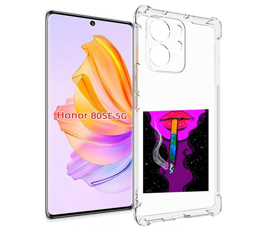 

Чехол MyPads девушка курит землю женский для Honor 80 SE, Прозрачный, Tocco