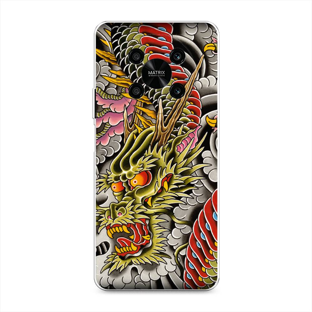 

Чехол на Honor X9 4G "Японский дракон", Желтый;розовый;красный, 6108150-4