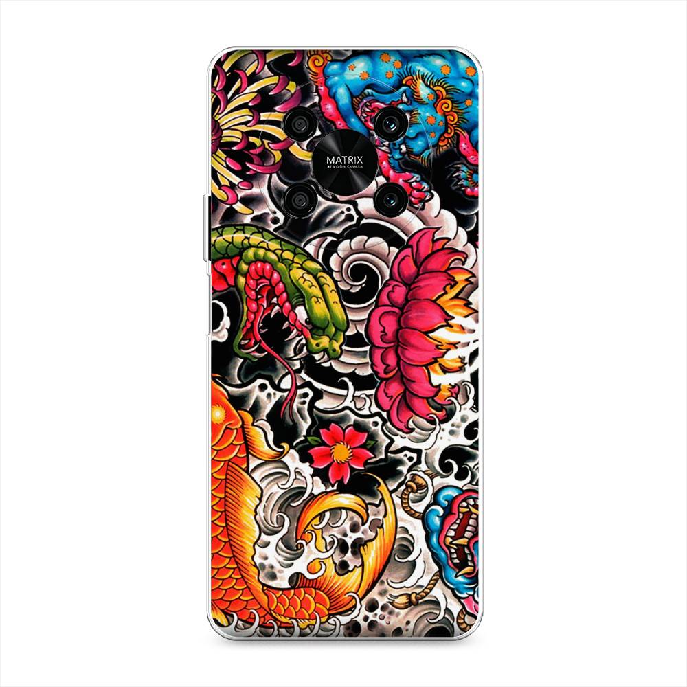 

Чехол на Honor X9 4G "Японское искусство", Красный;оранжевый;голубой, 6108150-4