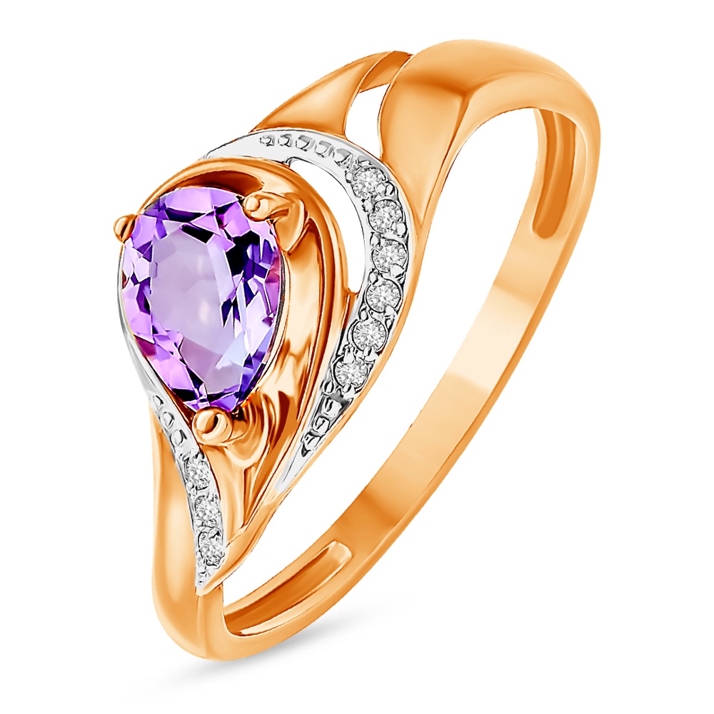 

Кольцо из золота р.  585Gold 201013151, аметист\фианит, 201013151