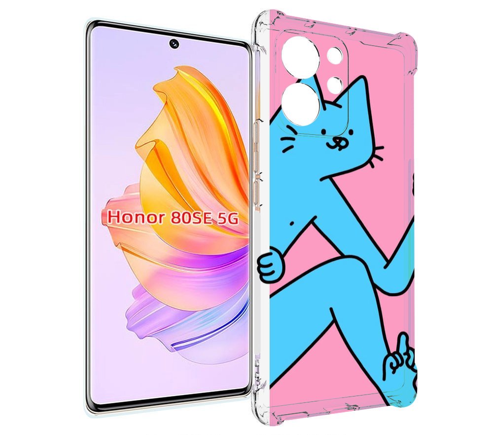 

Чехол MyPads голубой кот в дверце для Honor 80 SE, Прозрачный, Tocco